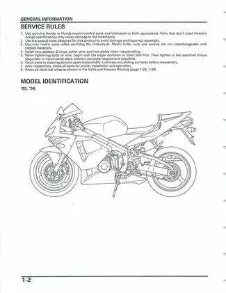Honda CBREOORR Motorcycle Service Manual (2003-2006) Preview image 5