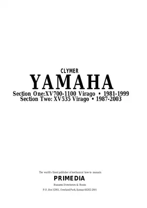 1981-2003 Yamaha Virago XV535, XV700, XV750, XV920, XV1000, XV1100 service repair manual Preview image 2