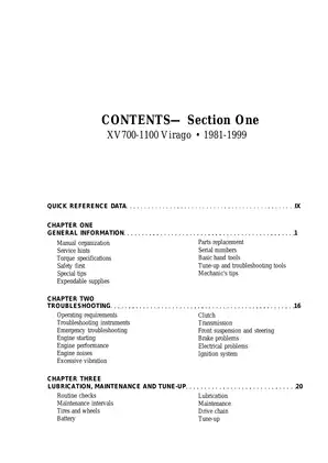 Yamaha XV750 and XV1100 Complete Service Manual (1981-1999) Preview image 5