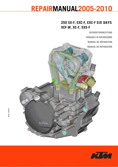 2005–2010 KTM 250 SX-F/EXC-F/XC-F/XCF-W/SXS-F Factory Service & Repair Manual (P/N 3.206.063-E)