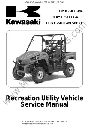 2010 Kawasaki Teryx 750 FI 4X4, TERYX 750 FI 4X4 LE, Teryx 750 FI 4X4 Sport service manual Preview image 1