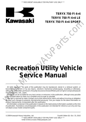 2010 Kawasaki Teryx 750 FI 4X4, TERYX 750 FI 4X4 LE, Teryx 750 FI 4X4 Sport service manual Preview image 5