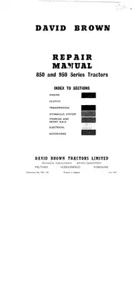 David Brown 850 and 950 Series Tractor Repair Manual