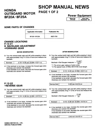 Honda Mariner BF20A, BF25A, BF30A, BF25D, BF30D outboard motor repair manual Preview image 2