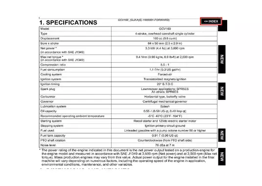 Honda GCV160 Engine Service Manual Preview image 1