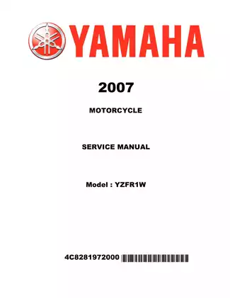 Yamaha YZF-R1W Motorcycle Service Manual (2007 Edition)