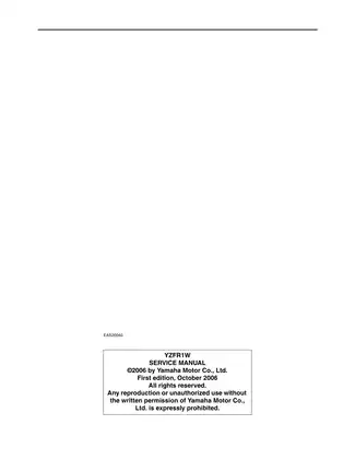 Yamaha YZF-R1W Motorcycle Service Manual (2007 Edition) Preview image 2