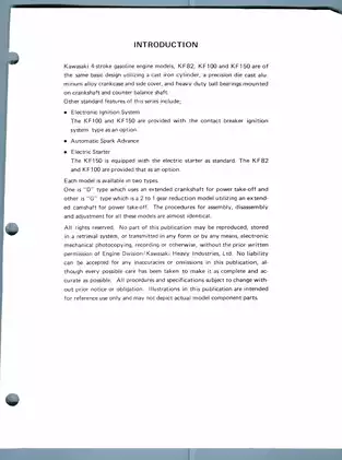 Kawasaki KF Series 4-Stroke Engine Workshop Manual (KF82/KF100/KF150) Preview image 3