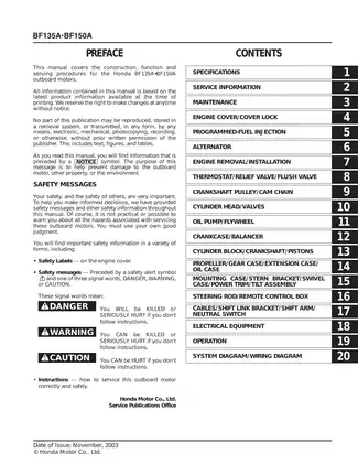 Honda Mariner BF135A, BF150A outboard motor manual Preview image 1