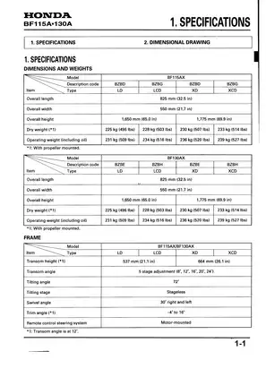 Honda BF115A and BF130A Outboard Motor Service Manual Preview image 3
