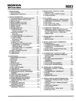Honda BF75A / BF90A Outboard Motor Service Manual (1996) Preview image 2