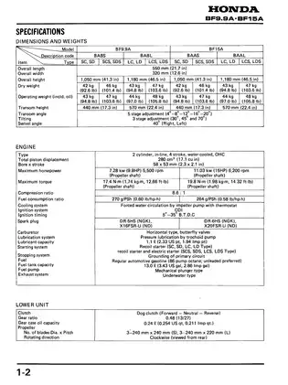 Honda BF9.9A & BF15A Outboard Motor Service Manual Preview image 3