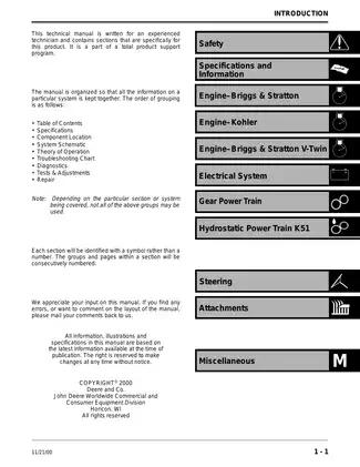 John Deere Scotts S1642, S1742, S2046 lawn tractor technical manual Preview image 3