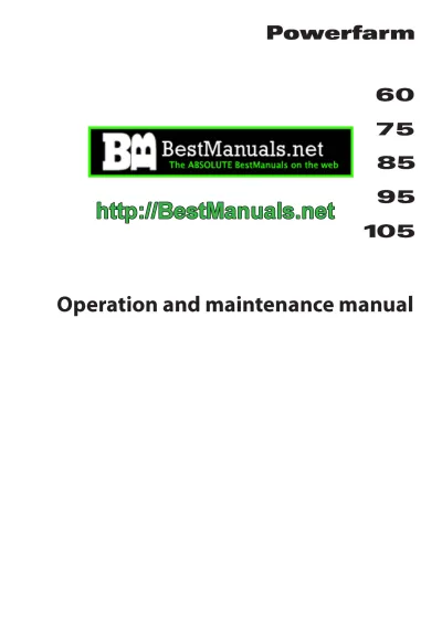 Preview: McCormick Powerfarm 60, 65, 75, 85, 95, 105 Tractor 2003 Operation and Maintenance Manual (PN 3665 926 M1)
