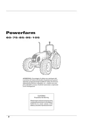 Landini Powerfarm 60, 65, 75, 85, 95, 105 utility tractor operation & maintenance manual Preview image 3