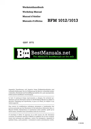 Deutz BFM 1012/1013 Workshop Manual - Comprehensive Service Guide