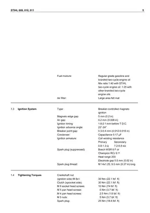 Stihl 009, 010, 011, 012 chain saw parts list service manual Preview image 5