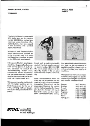 STIHL 028 and 038 Chainsaw Service Manual Preview image 2