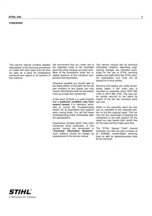 Stihl 044 chainsaw service manual