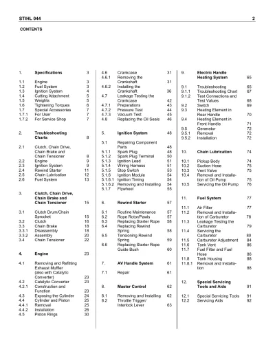 Preview: STIHL 044, 044 C, 044 W, and 044 R Chainsaw 1128 Series 1990–2004 Service Manual