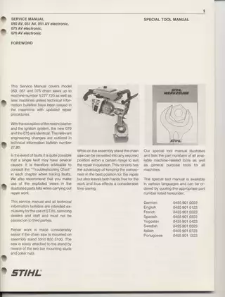 Stihl 051, 076 chainsaw service manual Preview image 3