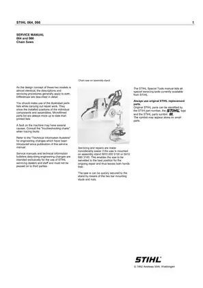 Stihl 064, 066 chainsaw service manual Preview image 1