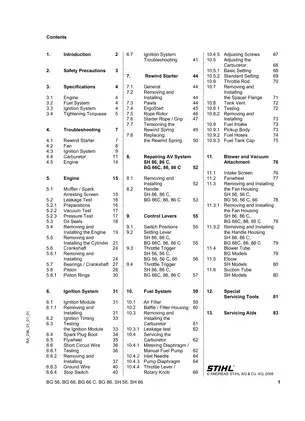 Stihl BG 56, BG 66, BG 86, SH 56, SH 86 blower, leaf blower service manual Preview image 2