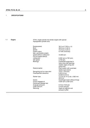 Stihl FS 36, FS 40, FS 44 brushcutter parts service manual Preview image 3