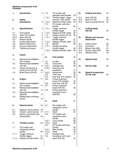 Preview: Brushcutter FS 55, FS 65, FS 65-4 OEM Service Manual (P/N 4140-140-0653)