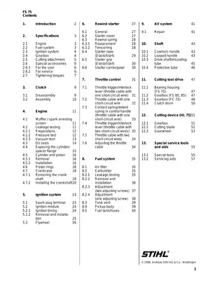 Stihl FS 75 brushcutter service manual Preview image 1