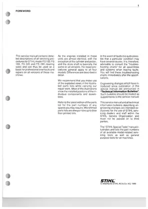 STIHL FS 160, FS 180, FS 220, FS 280 Service Manual Preview image 2