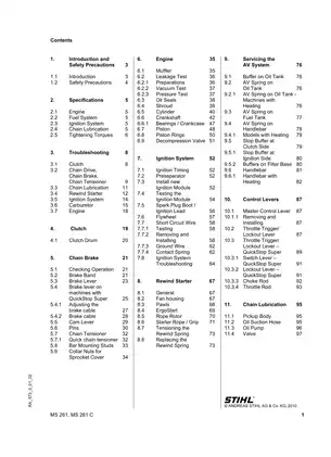 STIHL MS 261, MS 261 C Chainsaw Service Manual Preview image 2