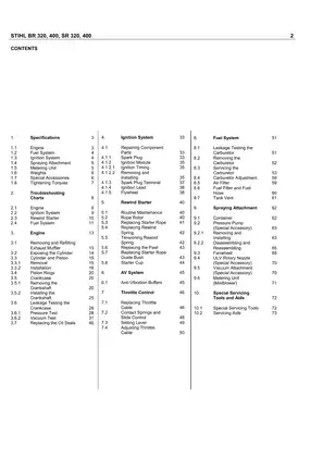 Stihl SR 320, SR 400, BR 340, BR 420 SR 340, SR 420, SR 430, SR 450 mist blower service parts manual Preview image 2