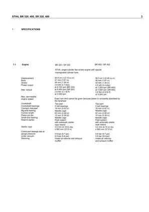 Stihl SR 320, SR 400, BR 340, BR 420 SR 340, SR 420, SR 430, SR 450 mist blower service parts manual Preview image 3