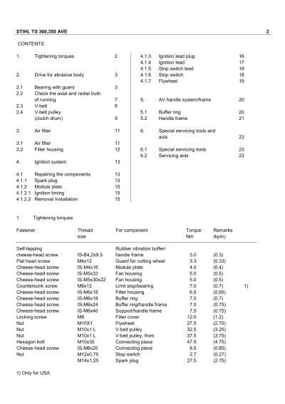 Preview: STIHL TS 350 AVE TS 360 Super Cut Saw Service Manual (P/N C4085-91017)