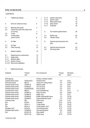 Stihl TS 350 AVE TS 360 Super Cut Saw Service manual, TS 350 TS 08 TS 08S TS 50 TS 200 Preview image 2