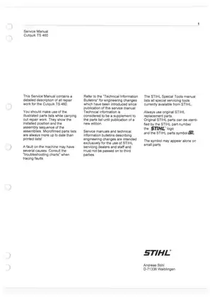 STIHL TS 460 Cutquik Service Manual - Repair and Maintenance Guide Preview image 2
