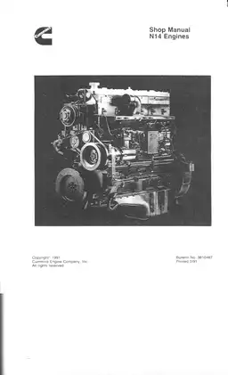 Cummins N14 diesel engine shop manual