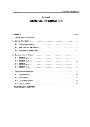 Daewoo Diesel Engine Service Manual - D1146, D1146T, D2366, D2366T Preview image 3