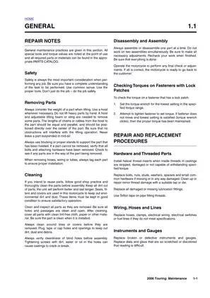 2006 Harley-Davidson Touring Maintenance Manual Preview image 3