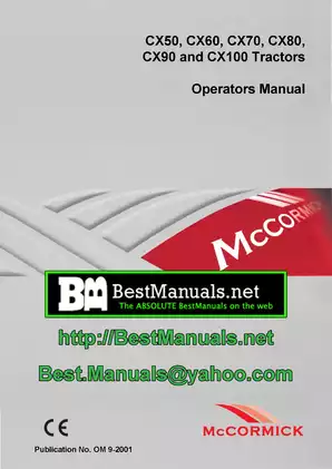 McCormick CX50, CX60, CX70, CX80, CX90, CX100 agricultural tractor operators manual