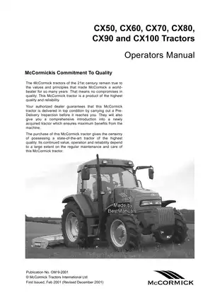McCormick CX50, CX60, CX70, CX80, CX90, CX100 agricultural tractor operators manual Preview image 2