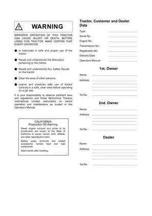 McCormick Tractors CX Series Operators Manual (CX50, CX60, CX70, CX80, CX90, CX100) Preview image 3