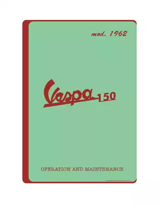 1962 Vespa 150 operation and maintenance manual Preview image 1