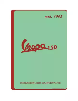 1962 Vespa 150 operation and maintenance manual