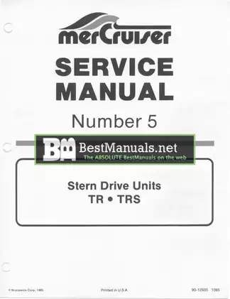 MerCruiser Stern Drive Units TR, TRS  Number 5 service manual Preview image 1