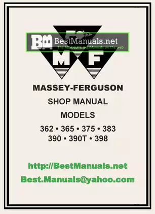 Massey-Ferguson Tractor Shop Manual (Models 362, 365, 375, 383, 390, 390T, 398)