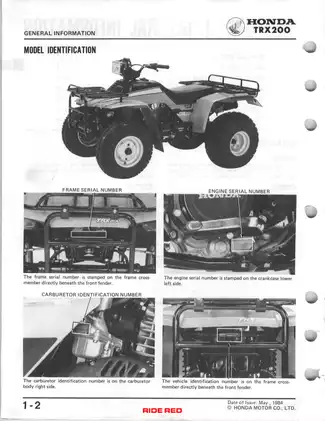 1984 Honda TRX200 Fourtrax 200 ATV shop manual Preview image 5
