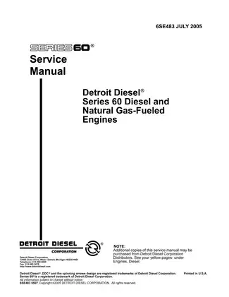 Detroit Diesel Series 60 Engine Service Manual (2005 Edition)