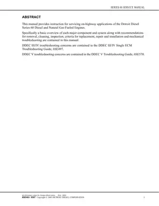 Detroit Diesel Series 60 Engine Service Manual (2005 Edition) Preview image 3